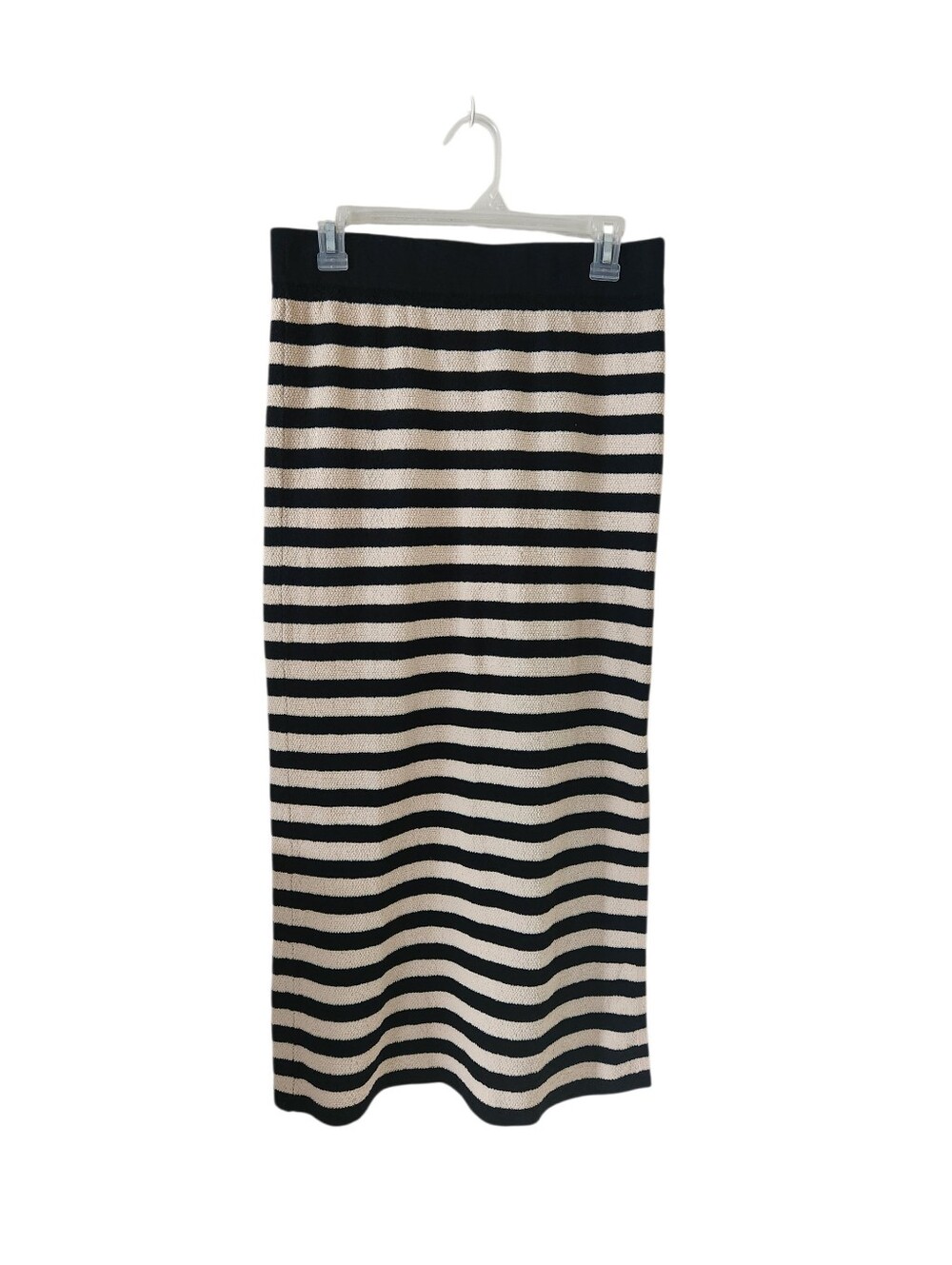 Zara Striped Knit Side Slit Midi Skirt
